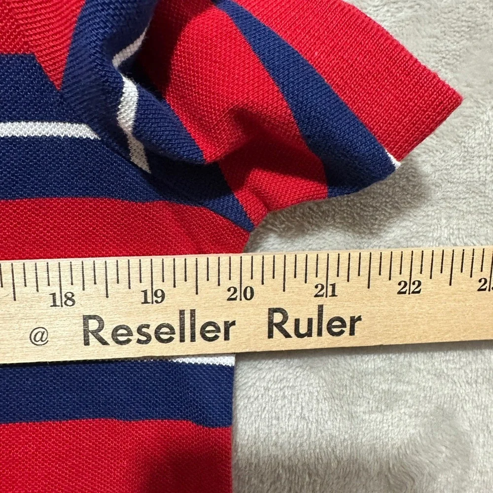 Polo Ralph Lauren Mens Custom Slim Fit Striped Polo Shirt Red Blue White Medium